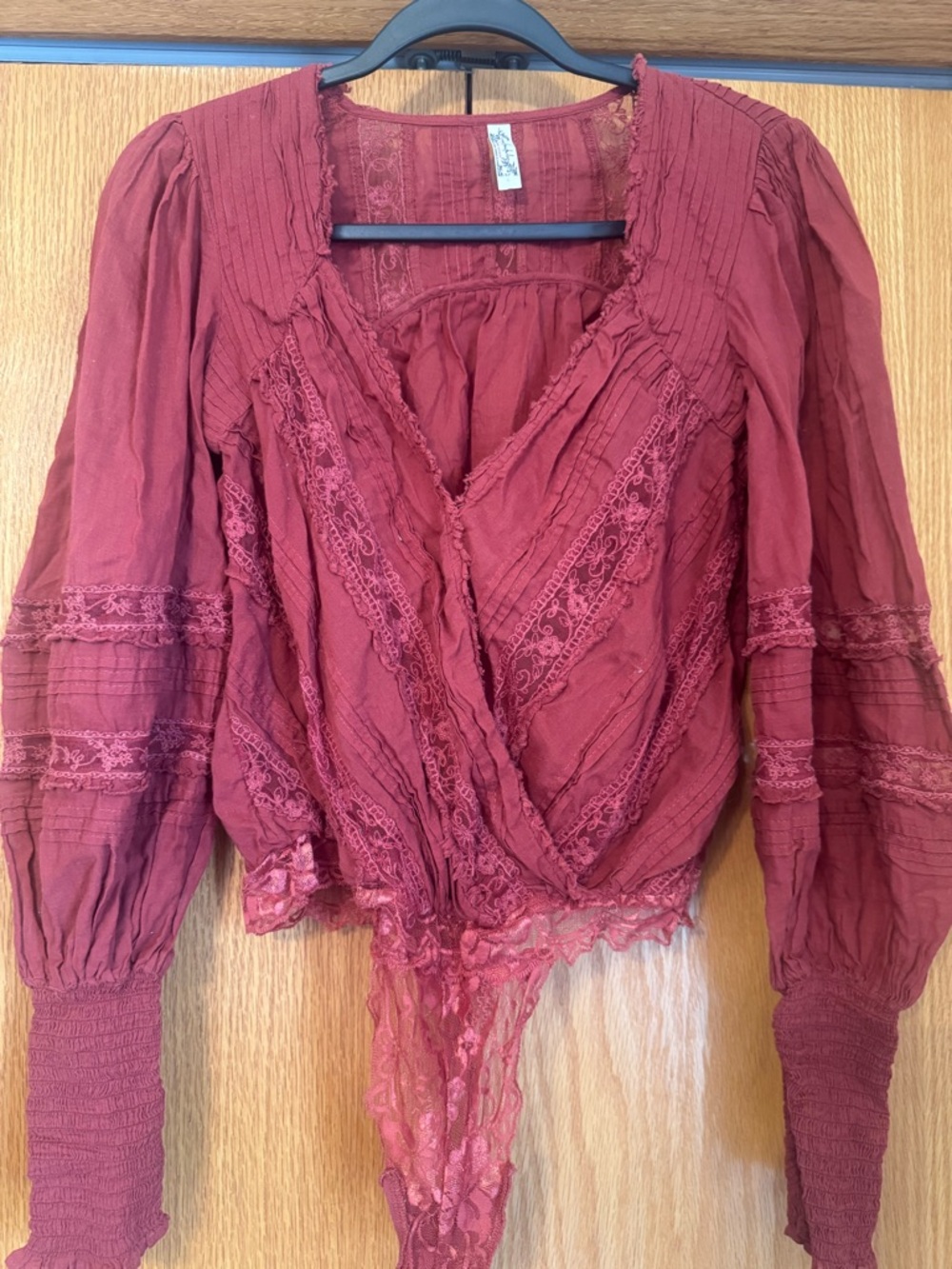 Free People Rust the Eloise bishop Bohemian bodysuit - Picture 3 of 5